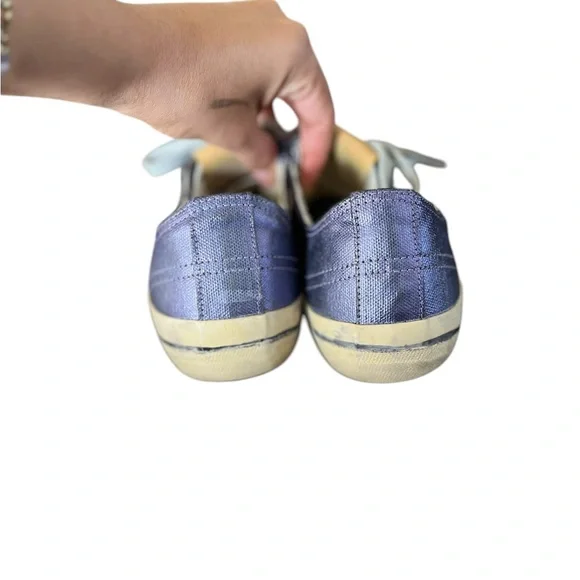 GOLDEN GOOSE VSTAR2 Laminated Metallic Leather Sneakers